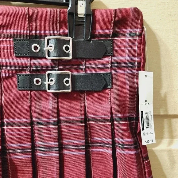 No Boundaries Y2K Mixed Plaid Pleated Mini Skirt NWT - Picture 2 of 3